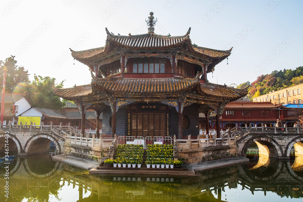 Wall mural scenic of Yuantong Temple, the most famous Buddhist temple in Kunming. landmark and popular for tourists attractions in Kunming, Yunnan, China. Asia travel concept