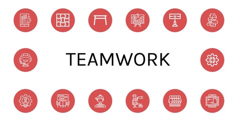 teamwork simple icons set