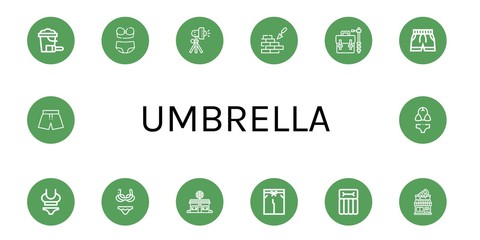 umbrella simple icons set