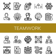 teamwork simple icons set