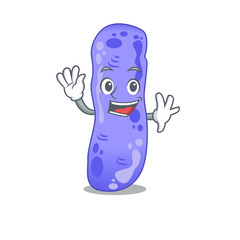 A charismatic legionella mascot design style smiling and waving hand