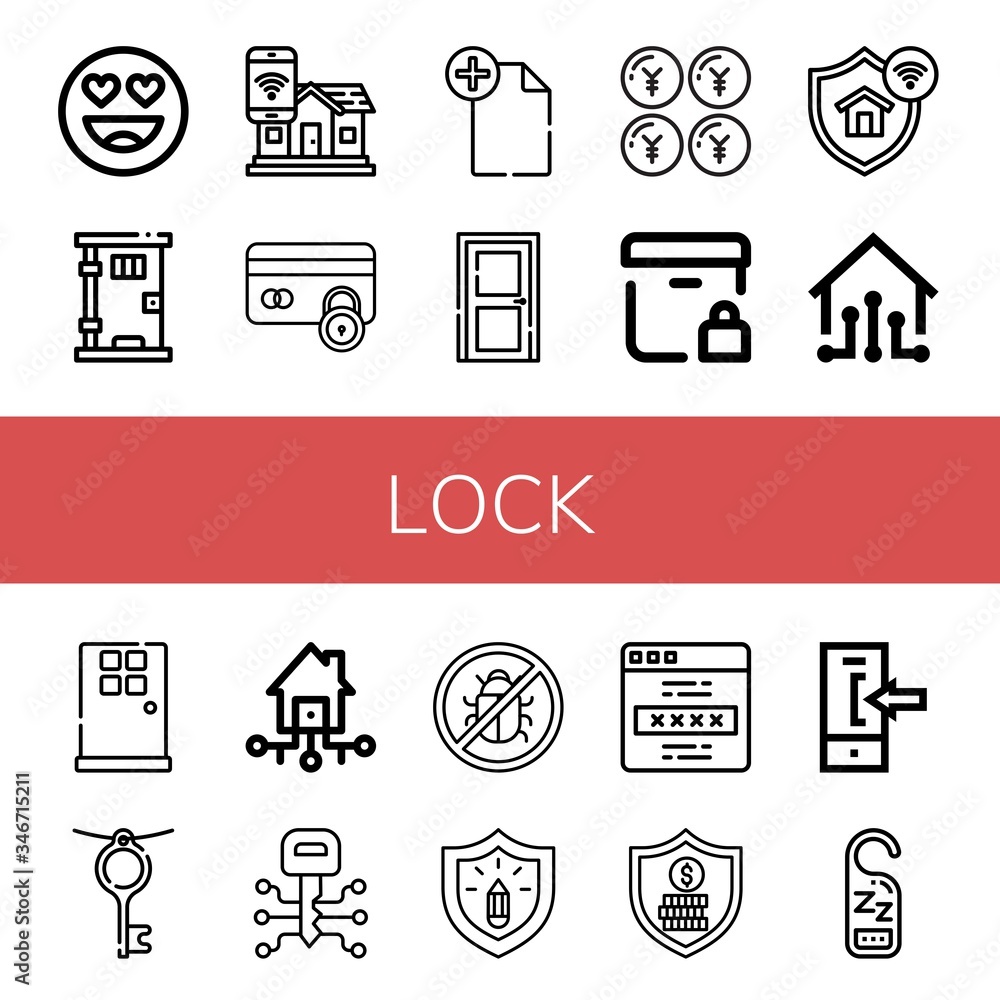 Poster lock simple icons set