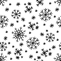 snowflakes seamless doodle pattern