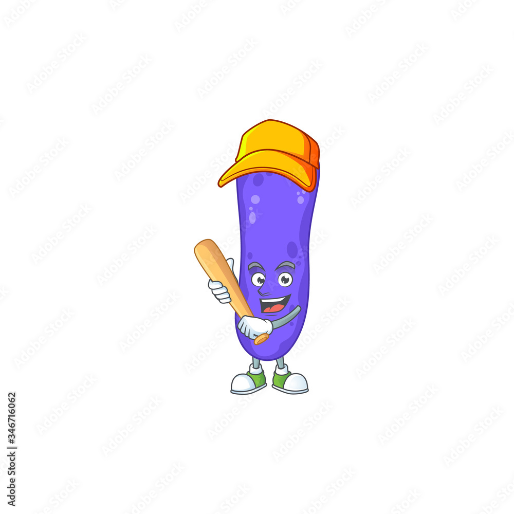 Poster Escherichia coli cartoon design concept of hold baseball stick