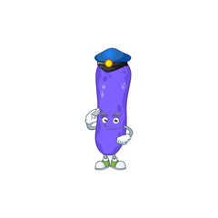 A dedicated Police officer of escherichia coli mascot design style