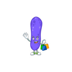 cartoon character concept of rich escherichia coli with shopping bags