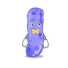 Legionella cartoon character style with mysterious silent gesture