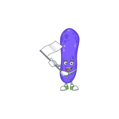 Cute cartoon character of escherichia coli holding white flag