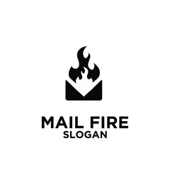 mail fire black abstract logo icon design vector