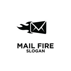 Fototapeta premium mail fire black abstract logo icon design vector