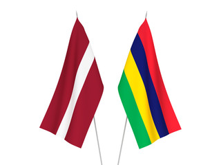 Latvia and Republic of Mauritius flags