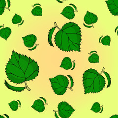 Seamless pattern with birch leaves.