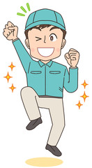 宅配 配達員 作業員 男性 マンガ イラスト.