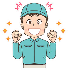 宅配 配達員 作業員 男性 マンガ イラスト.