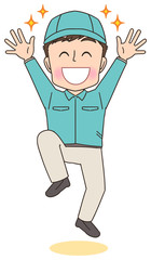 宅配 配達員 作業員 男性 マンガ イラスト.