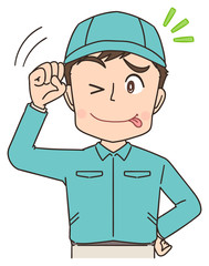 宅配 配達員 作業員 男性 マンガ イラスト.