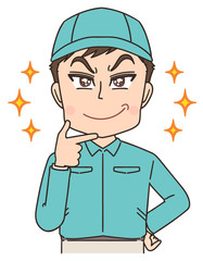 宅配 配達員 作業員 男性 マンガ イラスト.