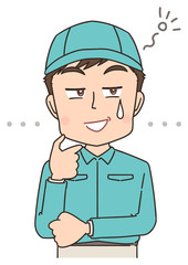 宅配 配達員 作業員 男性 マンガ イラスト.