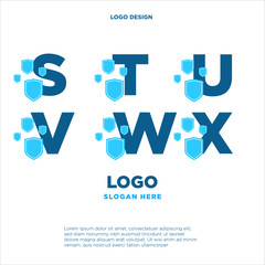 set initial letter logo shield for technology