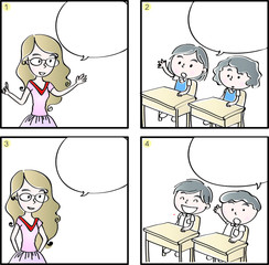 school kid comic with blank speech bubble
