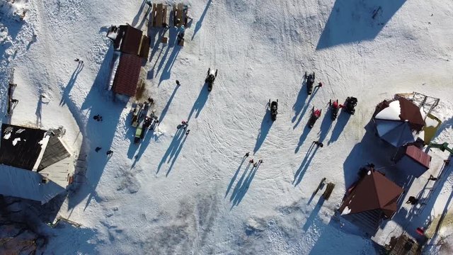 Aerial Shot | Gemba Mountains Ukraine | Ski & Snowboarding mountain in Ukraine | Snow & Winter Time in Ukraine Village of Gemba | Top of the Mountain | Sea of Clouds in Mountains.