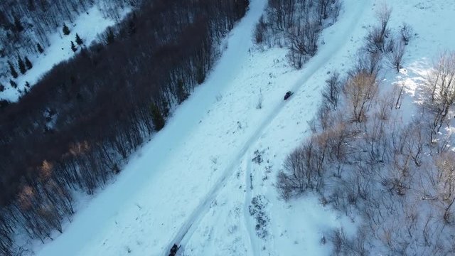 Aerial Shot | Gemba Mountains Ukraine | Ski & Snowboarding mountain in Ukraine | Snow & Winter Time in Ukraine Village of Gemba | Top of the Mountain | Sea of Clouds in Mountains.