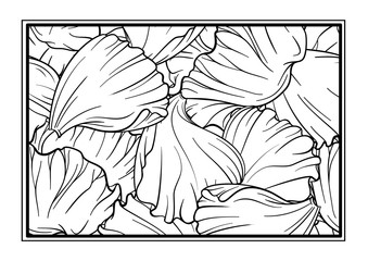 Floral petals decorative ornamental coloring page for art therapy
