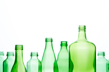 Empty bottles on white background 