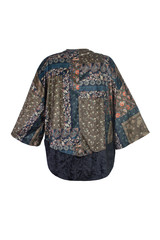 Obraz premium velvet kimono cardigan with flower pattern isolated on white, back