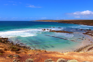 beach and sea in port lincoln, south australia