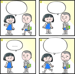 Primary school four-frame comic