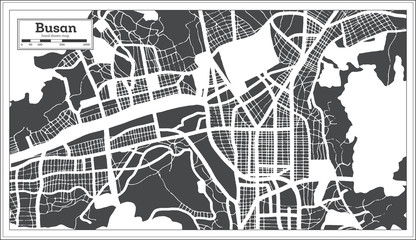 Fototapeta na wymiar Busan South Korea City Map in Retro Style. Outline Map.