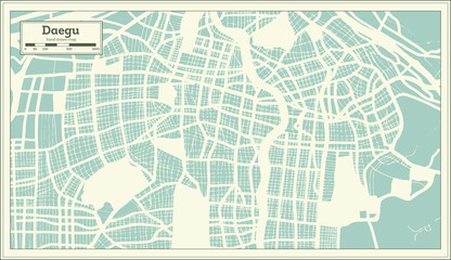Daegu South Korea City Map in Retro Style. Outline Map.