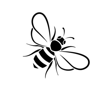 Bee Silhouette White Background Animal Making Honey
