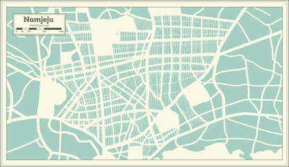 Namjeju South Korea City Map in Retro Style. Outline Map.
