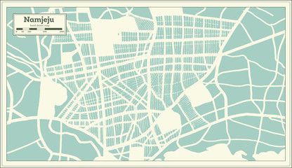 Fototapeta premium Namjeju South Korea City Map in Retro Style. Outline Map.