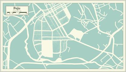 Paju South Korea City Map in Retro Style. Outline Map.