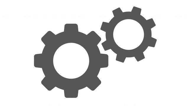 Spinning gears animation with alpha channel (transparent background)