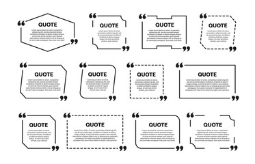 Quote box frame set. Template for text info. Vector texting quote boxes.