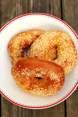 Fresh fragrant bagel with sesame seeds