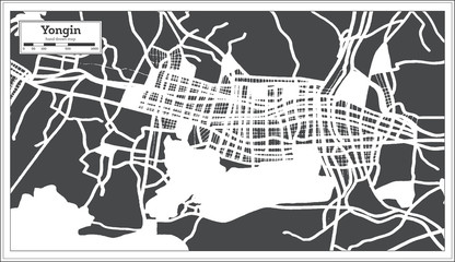 Fototapeta premium Yongin South Korea City Map in Retro Style. Outline Map.