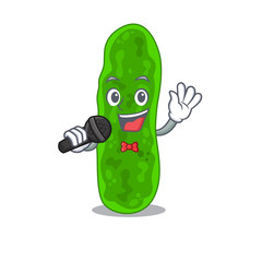 Talented singer of legionella micdadei cartoon character holding a microphone