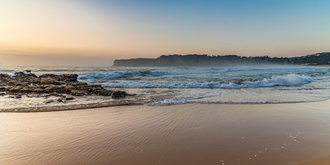 Coastal Sunrise Seascape Panorama from Rock Platform