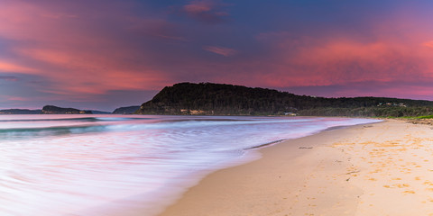 Sunrise Panorama at the Beach with Clouds