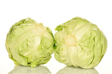 Obraz premium Green cabbage, macro, on a white background