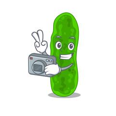 Legionella micdadei mascot design as a professional photographer working with camera