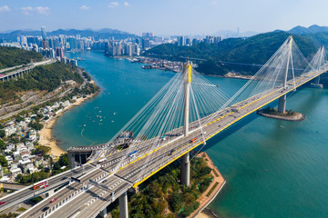 Hong Kong Ting Kau Bridge - obrazy, fototapety, plakaty