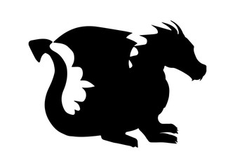 Dragon silhouette on white background.
