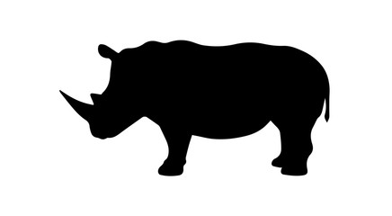 Silhouette of rhino on white background