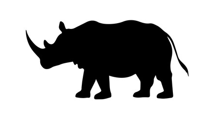 Silhouette of rhino on white background